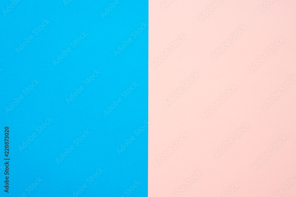 Two tone pink blue color paper background with copy space
