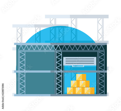 warehouse building with delivery boxes