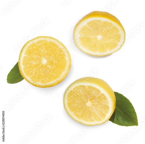 Lemon leaf and lemon water prop isolated lime