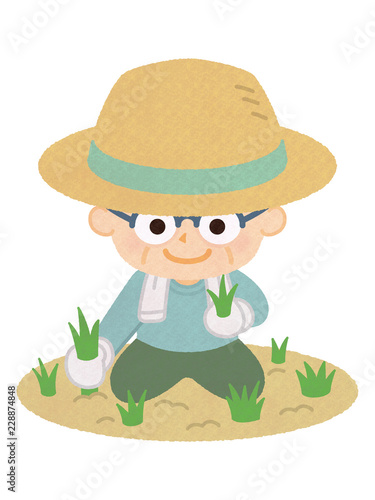 草取りする中年男性 Stock イラスト Adobe Stock