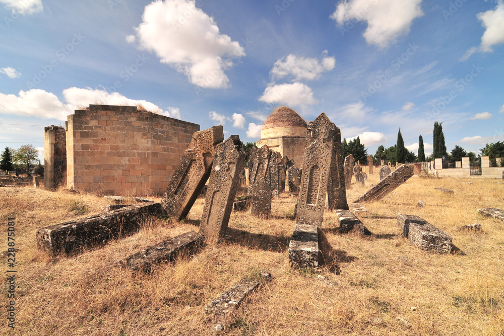 Fototapeta premium Yeddi Gumbaz mausoleum – a cemetery south to Şamaxı, Azerbaijan