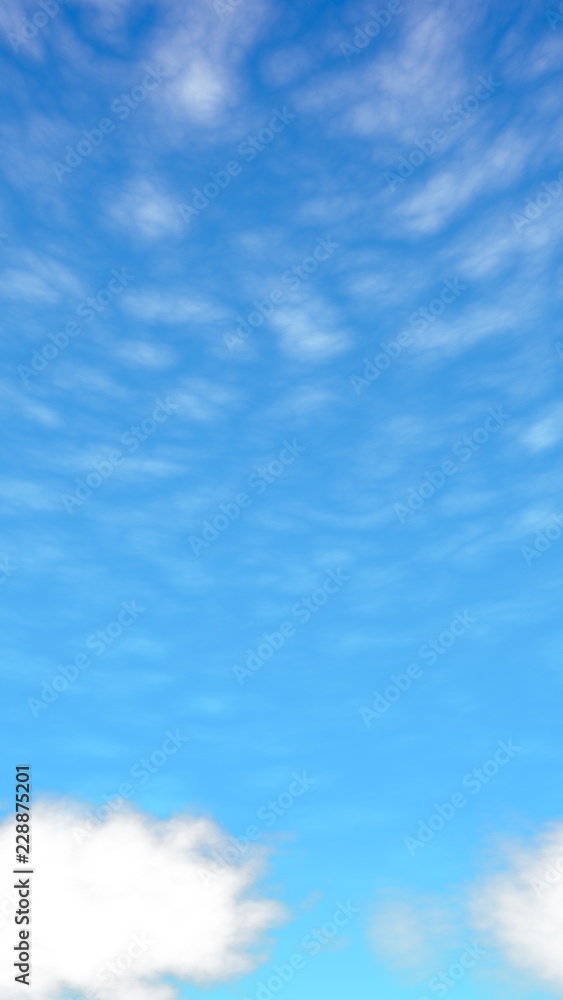 Obraz premium Blue sky background with white clouds. Abstraction group of clouds on clear blue sky on sunny day. 3D illustration
