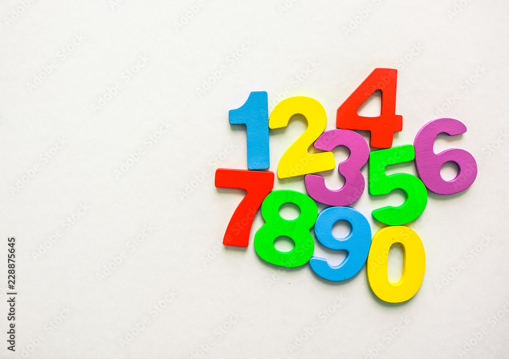 Numeric Numbers set from 0 to 9 isolated on white and flat background with three-dimensional rendering Numeric Numbers set from 0 to 9 isolated on white and flat background with three-dimensional rendering
