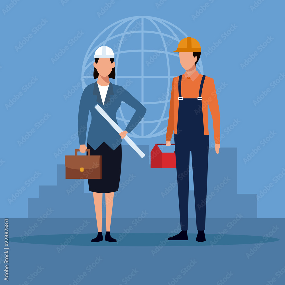 Architect and construction teamwork Architect and construction teamwork