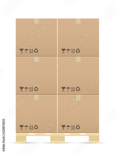 Boxes on wooded pallet
