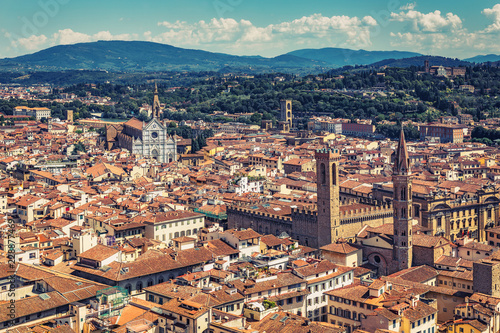 Aerial view on Florence, Italy. Scenic travel background.