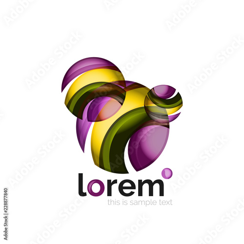 Abstract geometric logo created with overlapping smooth shapes photo