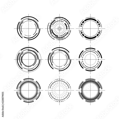 HUD elements set. Vector technology illustration.