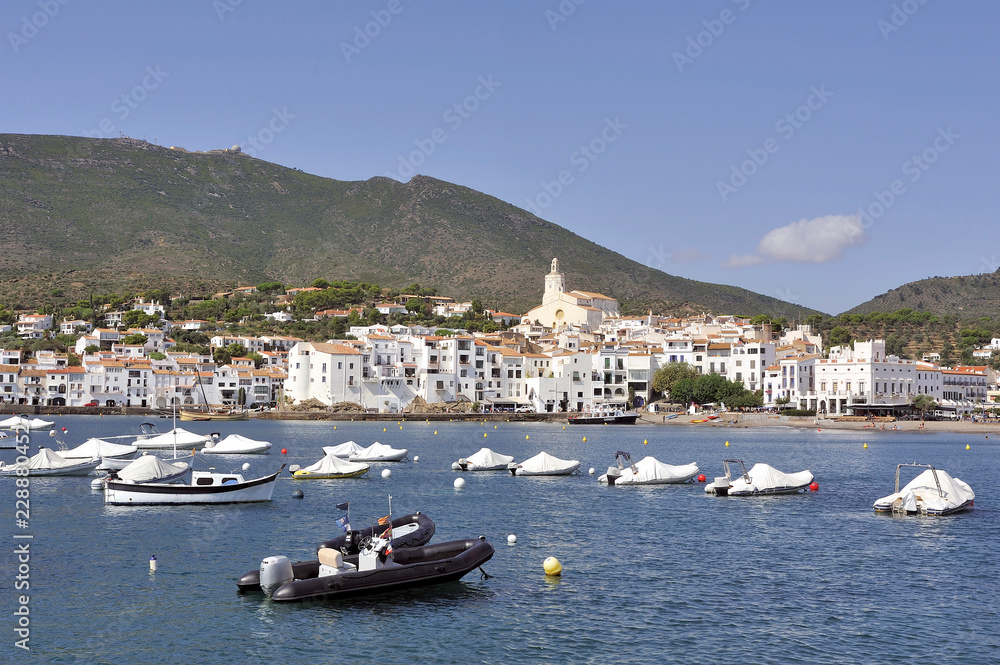 Panorama of the village of Cadaques in the Spanish region of Catalonia