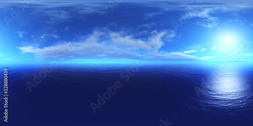 panorama of sea sunset. Environment map. HDRI . equidistant projection. Spherical panorama. landscape. 3d rendering   © ustas