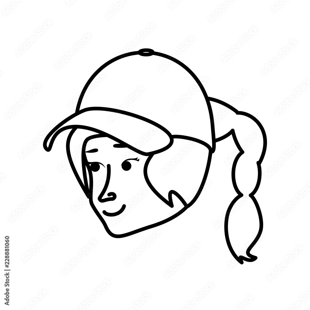 Obraz premium head woman with sport cap