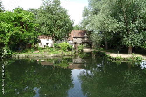 Summer reflections at Pulls Ferry - Norwich, Norfolk, England, UK