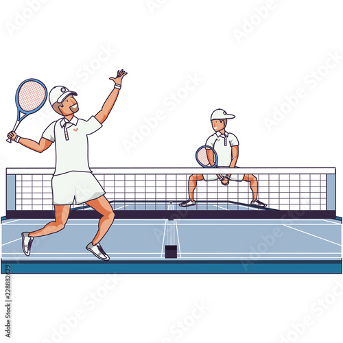men playing tennis in sport court