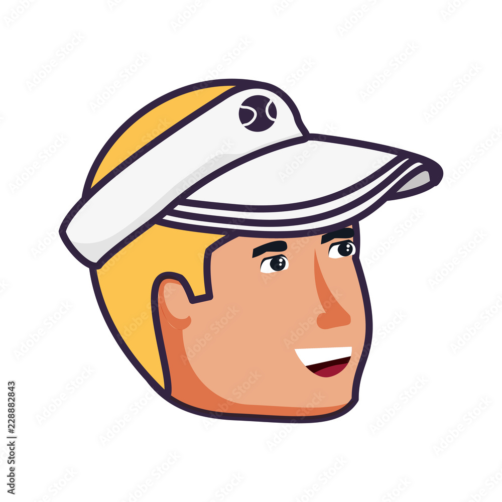 head of young man with sport cap head of young man with sport cap
