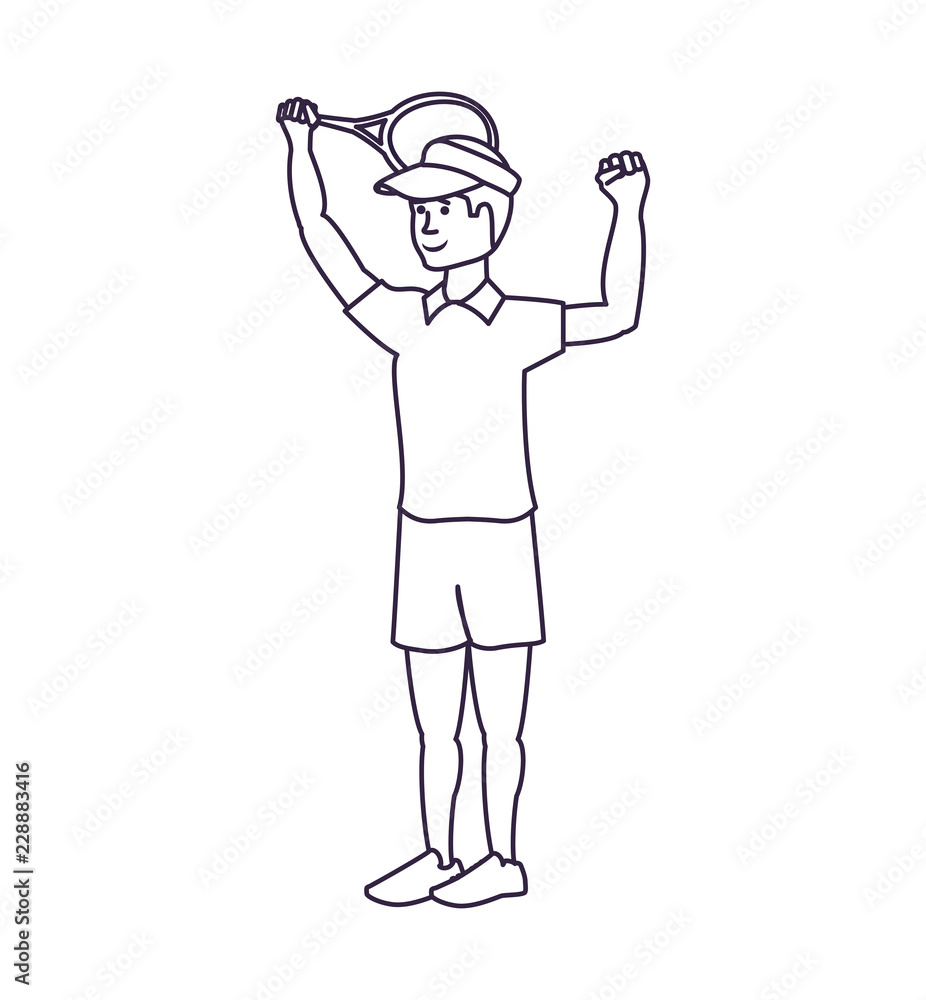 man tennis playing with racket and cap sport man tennis playing with racket and cap sport