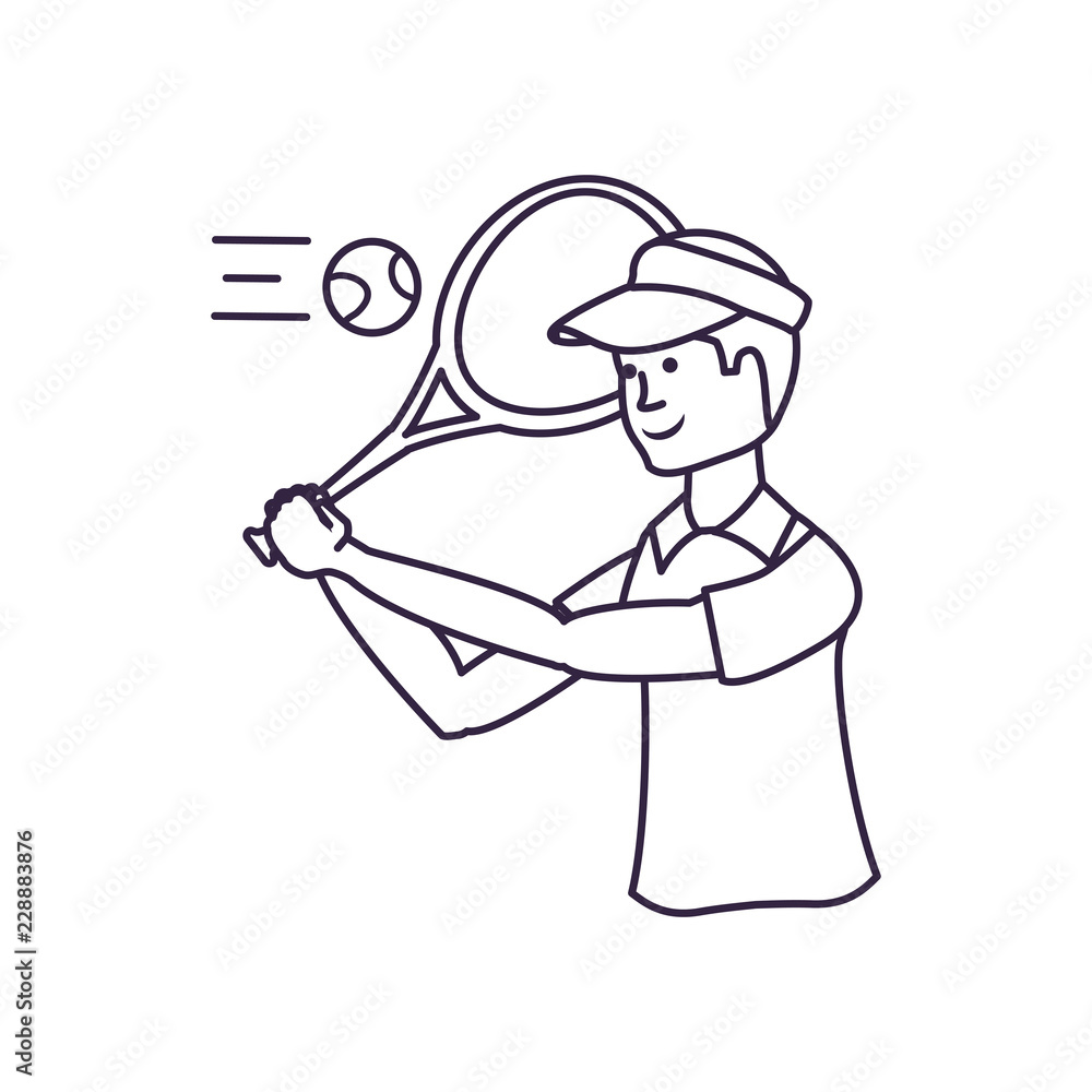 man tennis playing with racket and cap sport man tennis playing with racket and cap sport