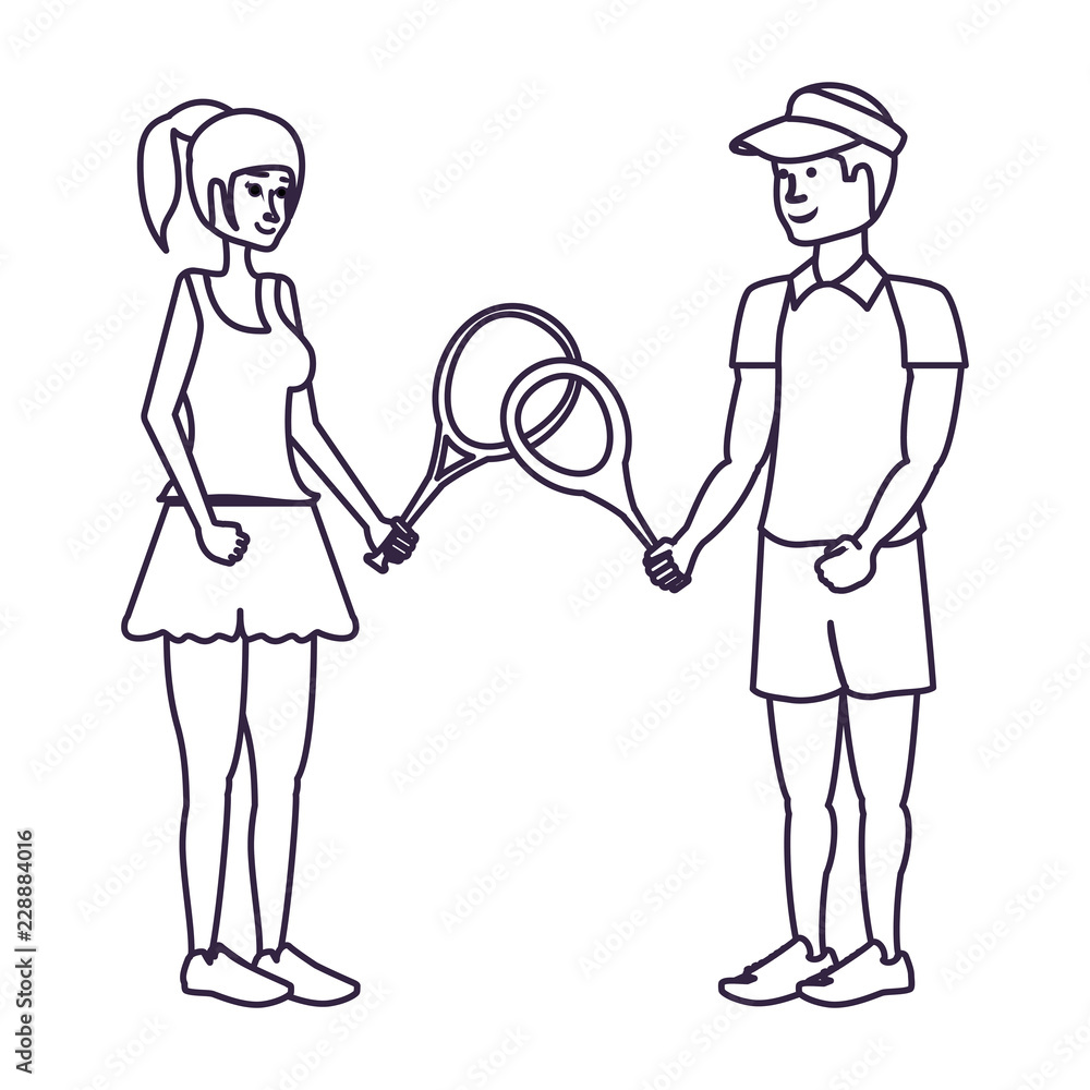 couple playing tennis avatar character couple playing tennis avatar character