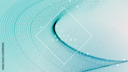 Soft blue abstract wave dynamic background with defocused, blurred particles. Can be used for science brochure, fantasy poster and creative cover