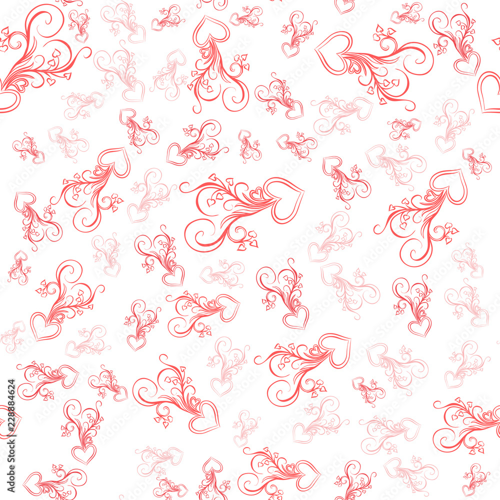 Fototapeta premium Cute valentine seamless pattern with hearts