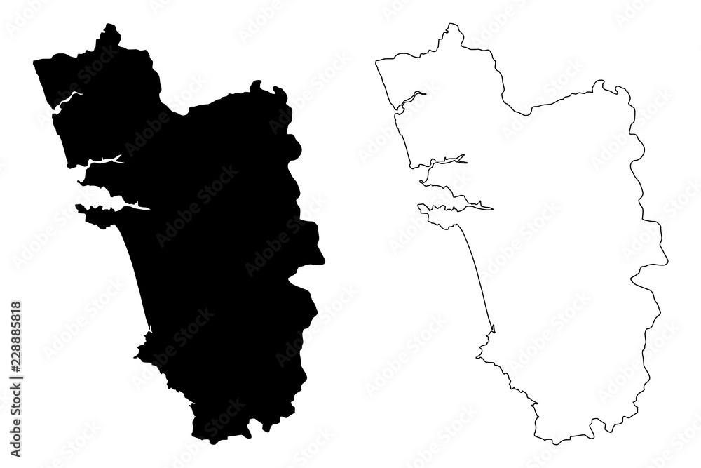 Goa (States and union territories of India, Federated states, Republic of India) map vector illustration, scribble sketch Goa state map - obrazy, fototapety, plakaty 