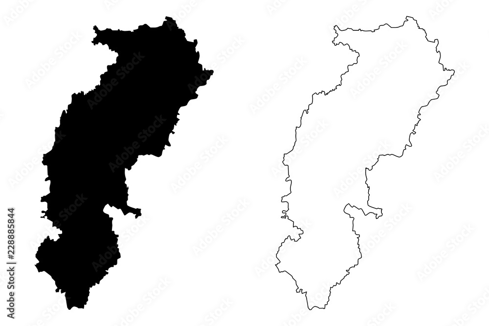 Chhattisgarh (States and union territories of India, Federated states, Republic of India) map vector illustration, scribble sketch Chhattisgarh state map