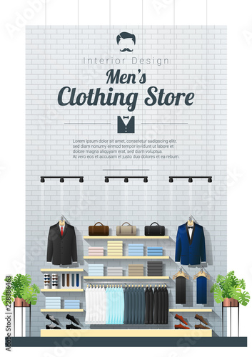 Interior background of modern men clothing store , vector , illustration