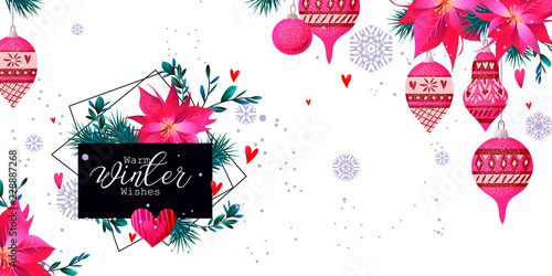 Christmas holiday card in primitive style
