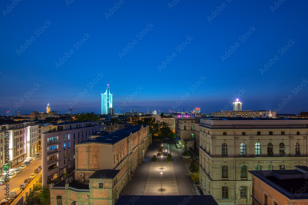 Obraz premium Leipzig bei Nacht