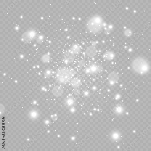 White sparks glitter special light effect. Vector sparkles on transparent background. Christmas abstract pattern. Sparkling magic dust particles