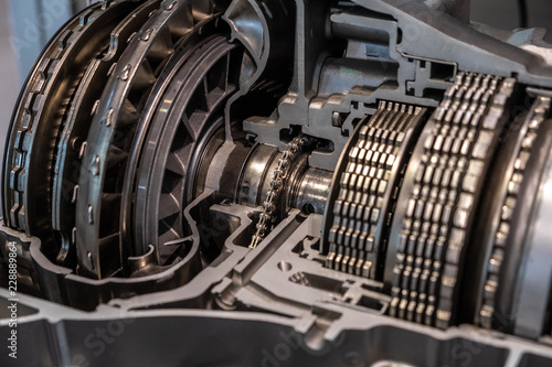 Band brake and torque converter in transmission cutaway