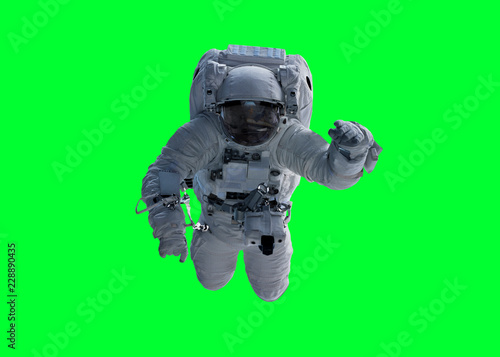 Astronaut isolated on green background 3D rendering elements of this image furnished by NASA