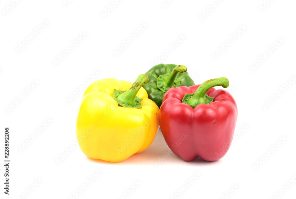 Mixed and colorful of bell pepper on white background. Mixed and colorful of bell pepper on white background.
