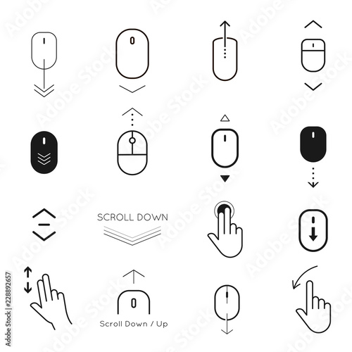 Scroll down and button up icon set