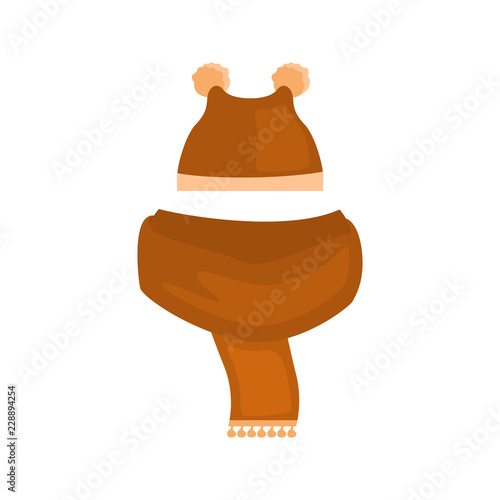 Hat and scarf color vector icon. Flat design