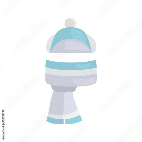 Hat and scarf color vector icon. Flat design