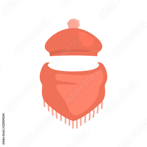 Hat and scarf color vector icon. Flat design