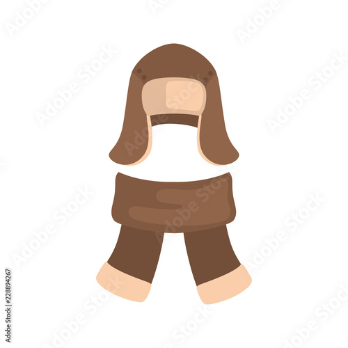 Hat and scarf color vector icon. Flat design