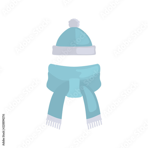 Hat and scarf color vector icon. Flat design