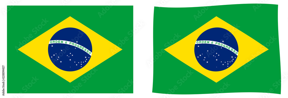 Fototapeta premium Flag of Brazil. Simple and slightly waving version.