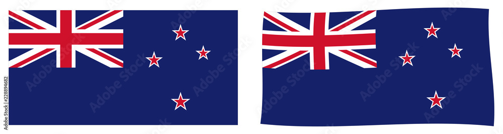 New Zealand flag. Simple and slightly waving version.