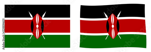 Fotografie Republic of Kenya flag. Simple and slightly waving version.