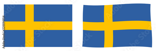 Kingdom of Sweden flag. Simple and slightly waving version.