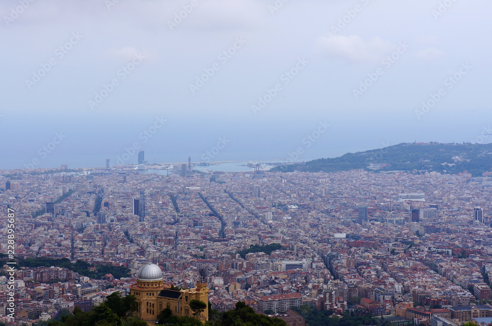 View of the cityscape of Barcelona from the observation deck, Spain