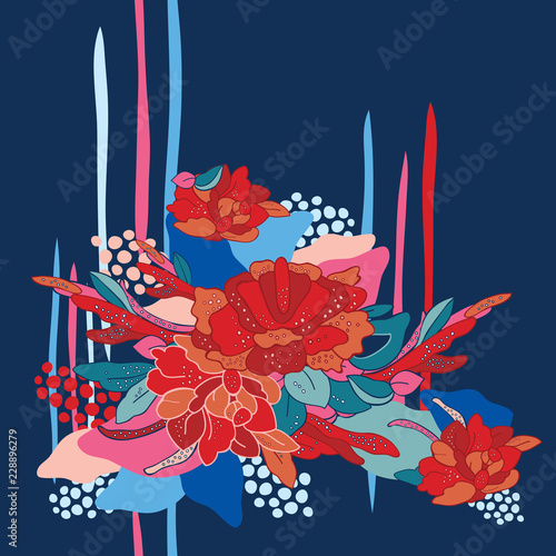 Wallpaper Mural Hand drawn floral seamless background pattern Vector illustration Torontodigital.ca