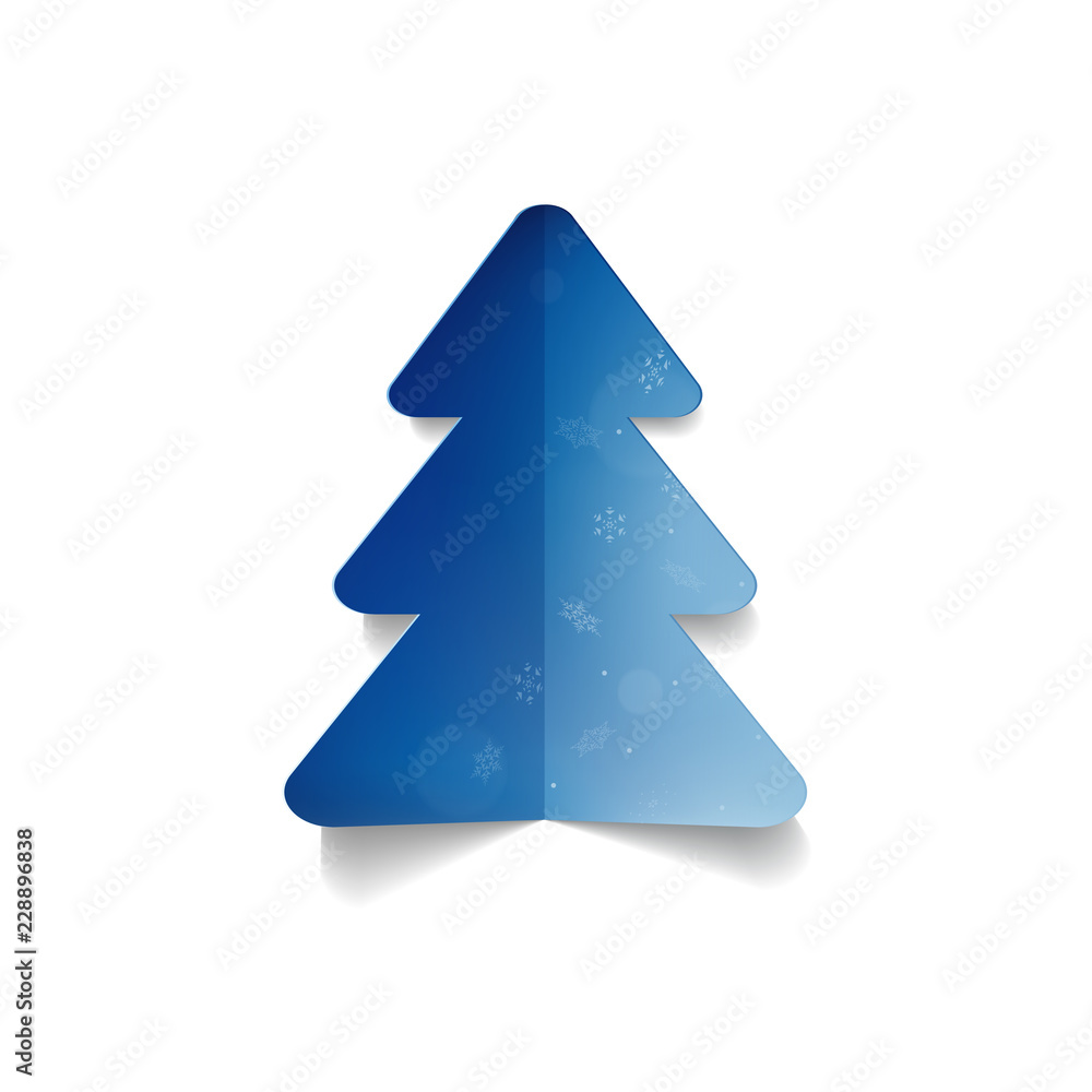 blue paper Christmas tree on the white background blue paper Christmas tree on the white background