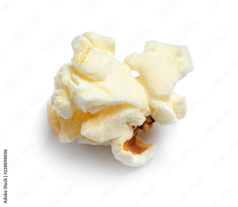 Delicious salty popcorn on white background Delicious salty popcorn on white background