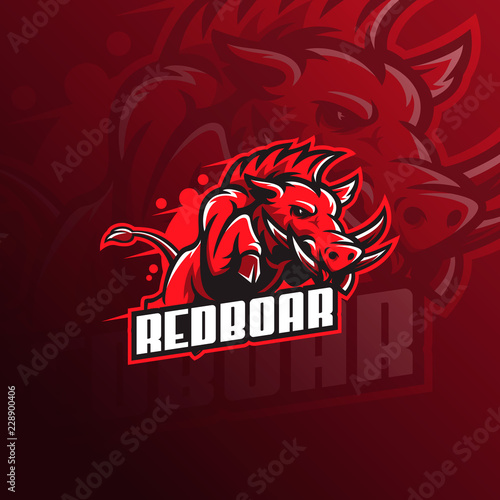 Wild hog or boar mascot logo vector illustration