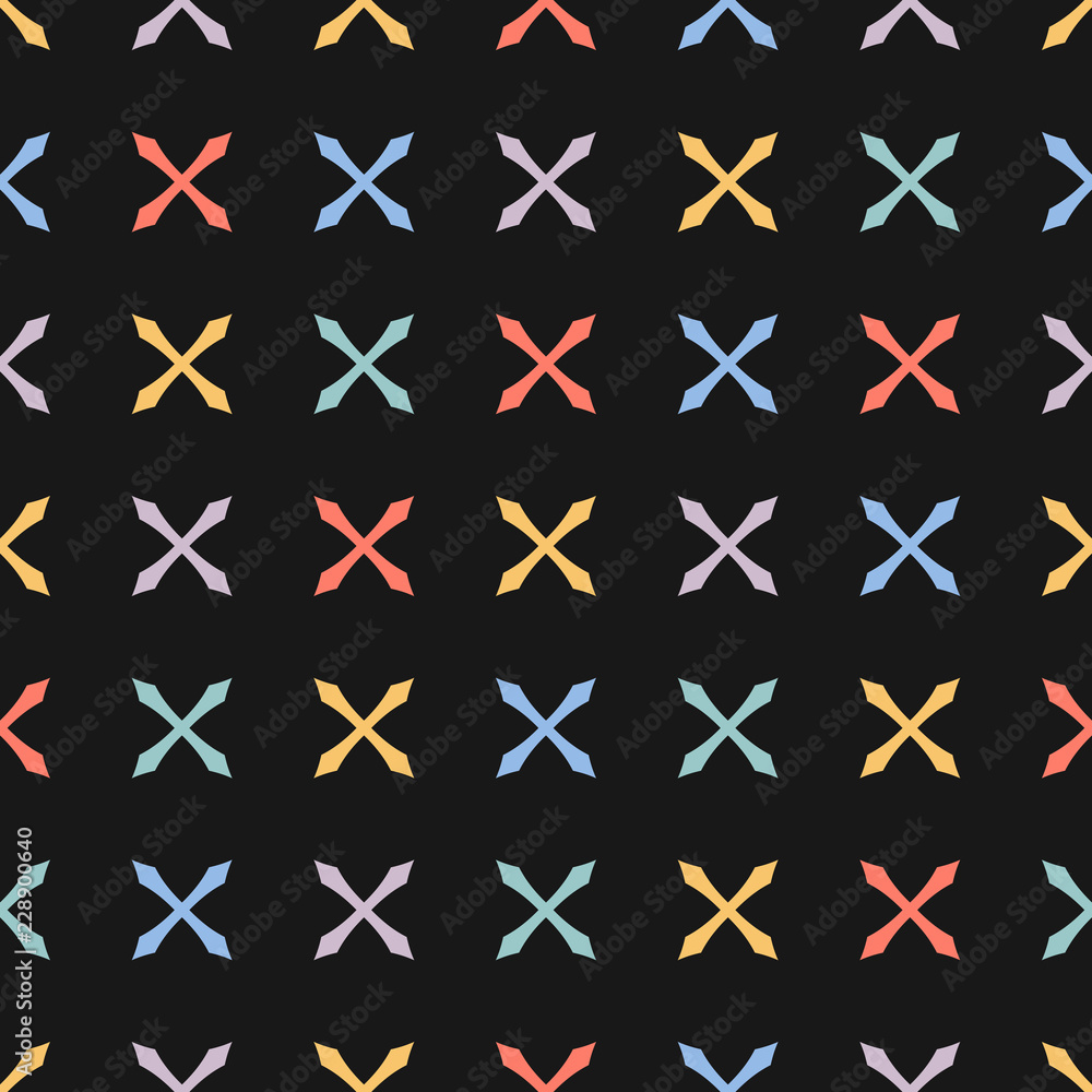 Obraz premium Cute funky seamless pattern. Vector geometric texture with colorful crosses
