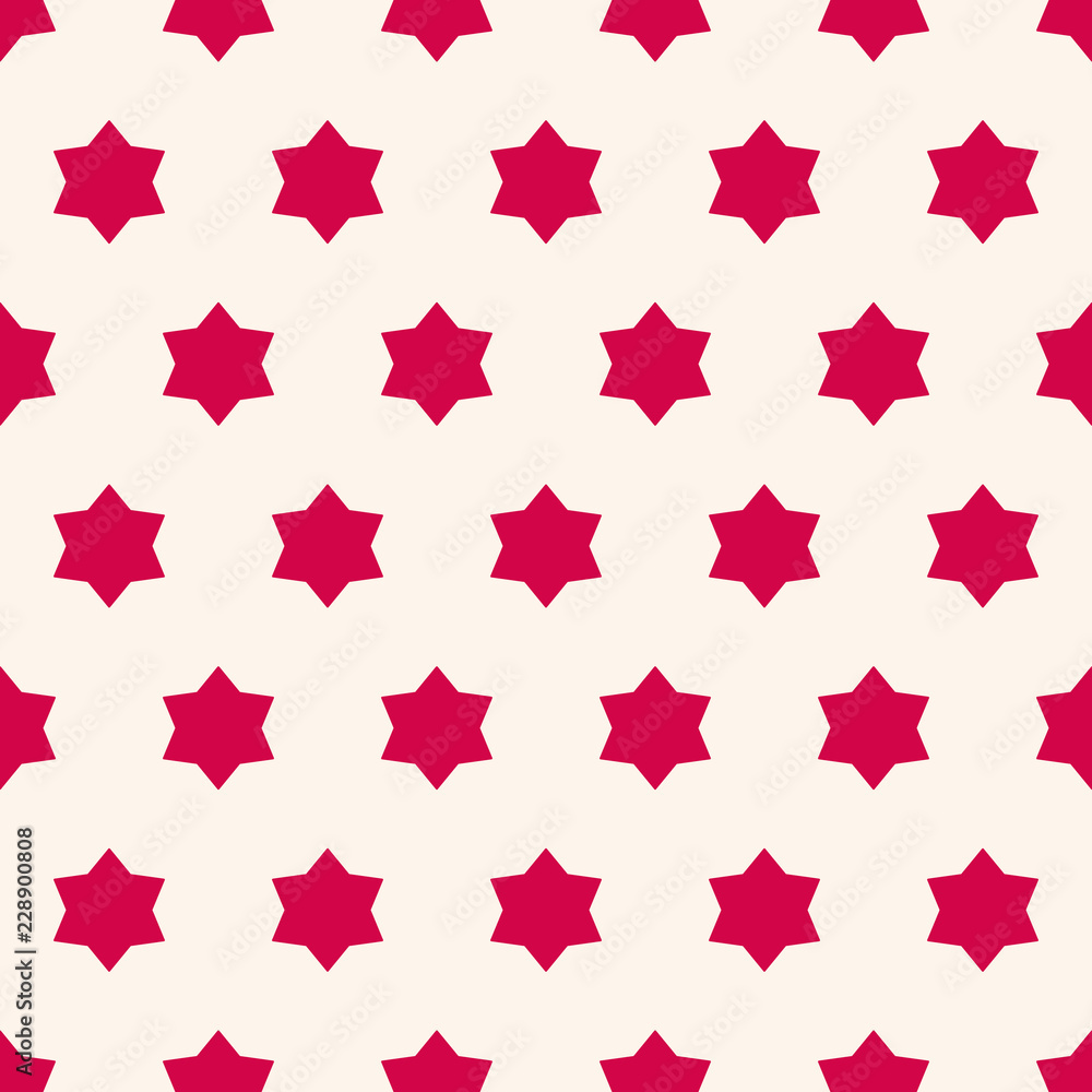 Simple vector stars pattern. Abstract red and white geometric seamless texture