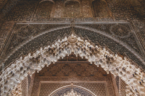 Intricate sculpted window details of moorish arabian origins